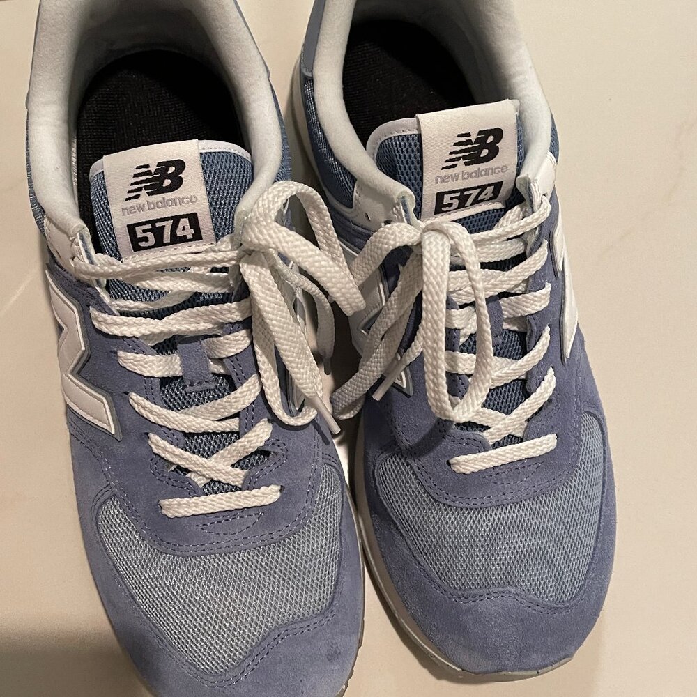 New Balance 574 Blue and White Sneakers